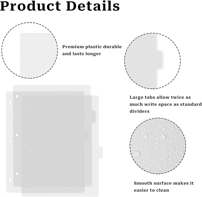 3 Ring Frosted Transparent Binder Dividers, 8 Tab Clear Dividers, A4 Size - Image 5