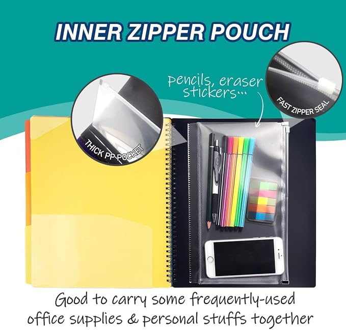 H4D 24 Pocket Poly Project Organizer, Spiral Multi Pocket Folder Organizer - Image 6