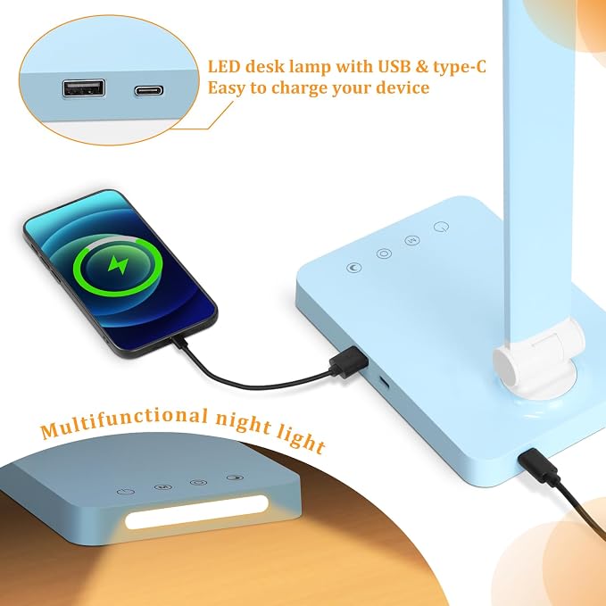 LED Desk Lamp with USB Ports, Touch Desk Lamps - Image 4