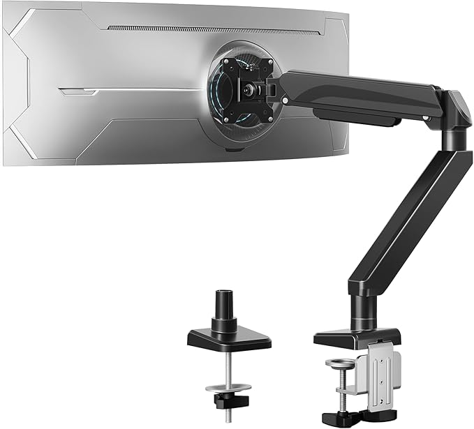 MOUNTUP Heavy Duty Single Monitor Arm for 42 40 39 34 32 27Inch Screens, Monitor Stand for Desk Supports 4.4-33 lbs, Height Adjustable Ultrawide Monitors Mount with C-Clamp & Grommet Base-DeskLoop Office