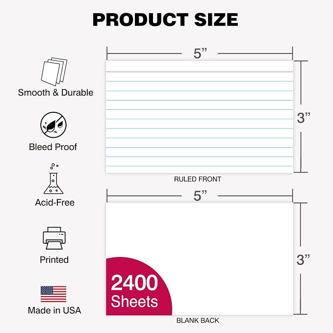 WritePads Index Cards Bulk Heavy Weight Lined Flash Index Card Wide Ruled Study - Image 2