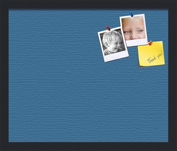 PinPix 18x15 Inch Cork Bulletin Board. This Decorative Framed Pin Board Comes with Navy Pastel Design and a Satin Black Frame. Ideal for Home Office Decor or Message Board (PinPix-1811)-DeskLoop Office