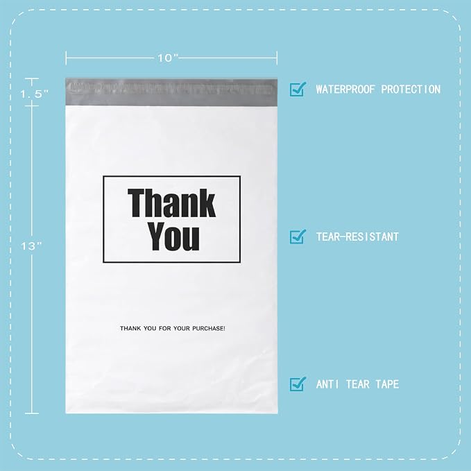 POLYSELLS Thank You Poly Mailers 12x15.5 inches 50 Pcs Waterproof Self-Sealing - Image 6