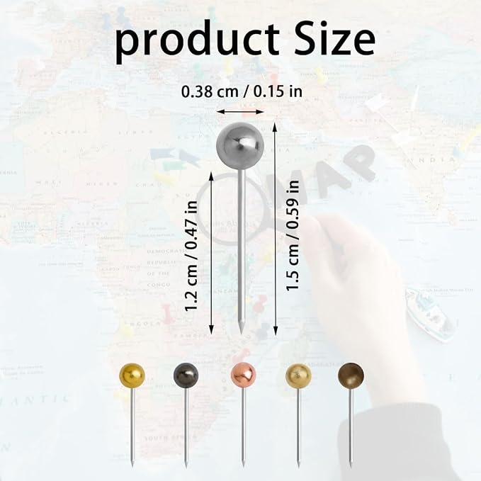 480 Pieces Map Push Pins, Small Round Head Marking Pins, Round Head Push Pin - Image 3