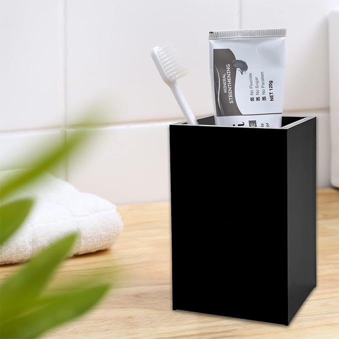 2 Pack Black Acrylic Pencil Pen Holder Cup, Desk Accessories Holder, Makeup - Image 6