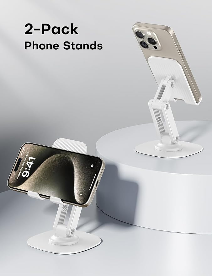 OMOTON Cell Phone Stand for Desk, 2 Pack Adjustable Foldable Phone Holder - Image 2