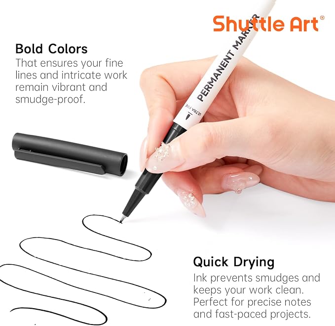Shuttle Art Permanent Marker, 30 Pack Ultra Fine Point Black Permanent Marker - Image 3