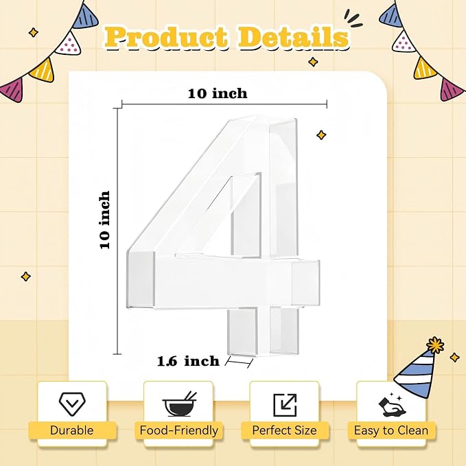 Ledido 10’’ Acrylic Number Charcuterie Board Box, Reusable Fillable Serving Tray - Image 3