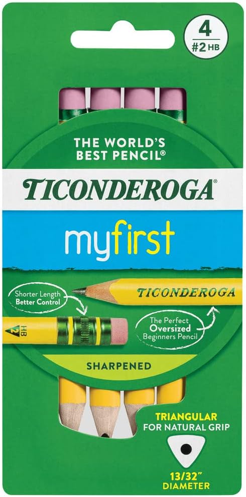 Ticonderoga My First Short Triangular Wood-Cased Pencils, #2 HB Soft, by Ticonderoga