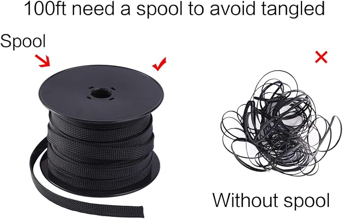 Keco 100ft – 1/4 inch PET Braided Expandable Cable Sleeve – Wire Sleeving - Image 7