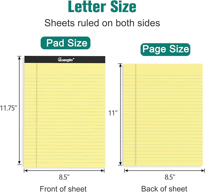 12 Pack Yellow Legal Pads 8.5 x 11 Wide Ruled Note Pad 50 Sheets Notepads Micro - Image 4