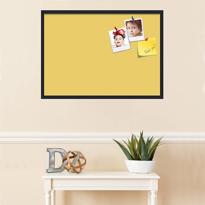 PinPix 34x24 Inch Cork Bulletin Board. This Decorative Framed Pin Board Comes with Honey Pastel Design and a Satin Black Frame. Ideal for Home Office Decor or Message Board (PinPix-1810)-DeskLoop Office
