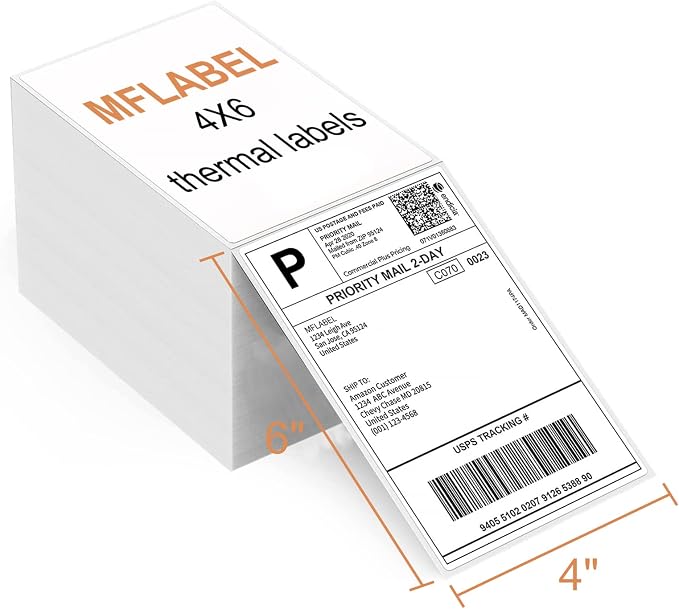 MFLABEL 4x6 Direct Thermal Labels 4" x 6" Perforated Shipping Labels Compatible - Image 2