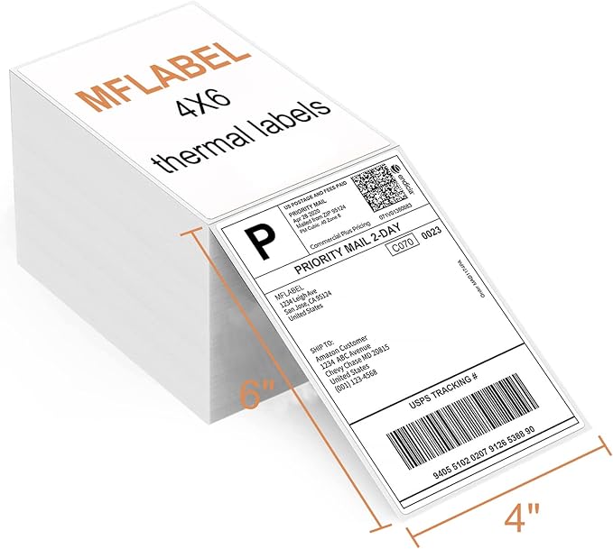 MFLABEL 4x6 Direct Thermal Labels 4" x 6" Perforated Shipping Labels Compatible - Image 2