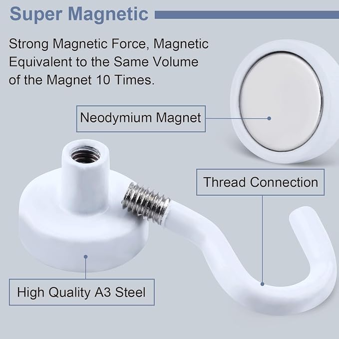 DIYMAG Magnetic Hooks, 30Lbs Strong Heavy Duty Cruise Magnet S-Hook - Image 2