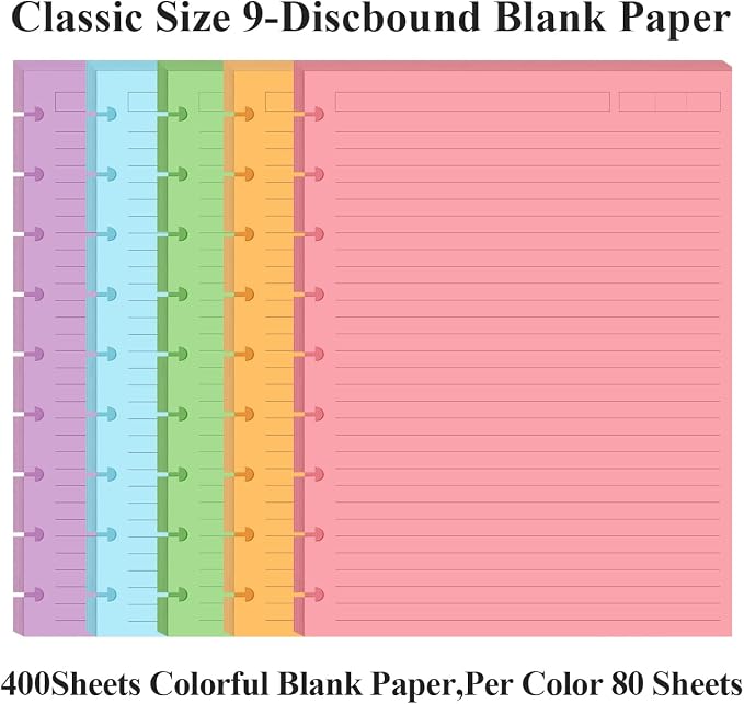 9-Disc Discbound 5 Colorful Line Paper Pre-punched Happy Planners Inserts - Image 2