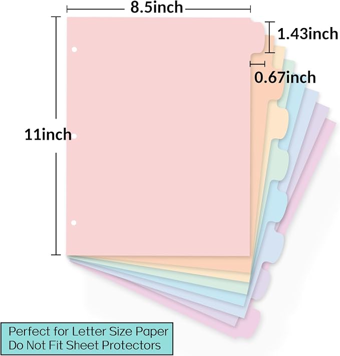 Sooez 8 Tabs Long-Lasting Plastic Write & Erase Large Tabs Dividers - Image 8