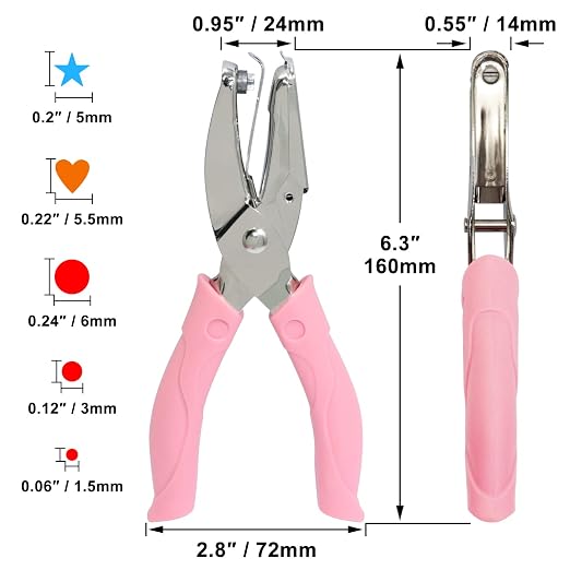 CheeMuii 5 Pieces Metal Handheld Paper Punch Single-Hole Tag Punch Set - Image 2