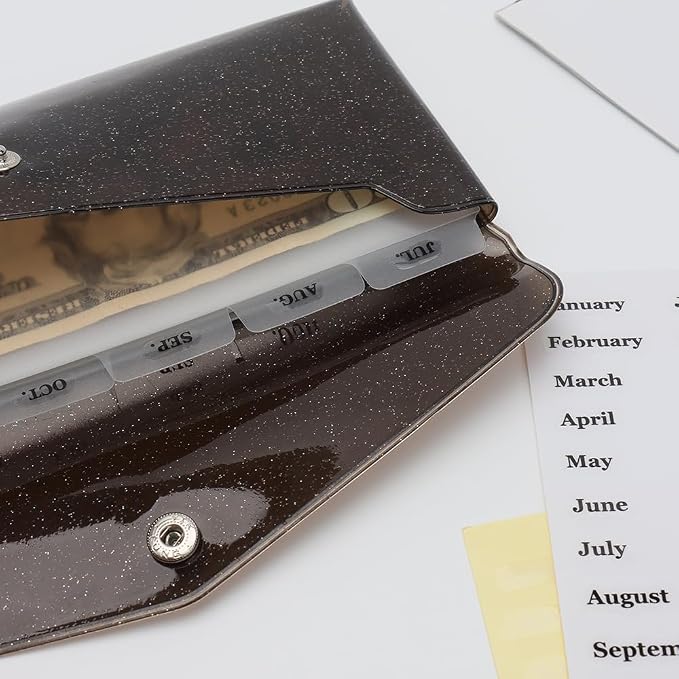 Black Cash Envelope Wallet PVC Budget Wallet - Image 4