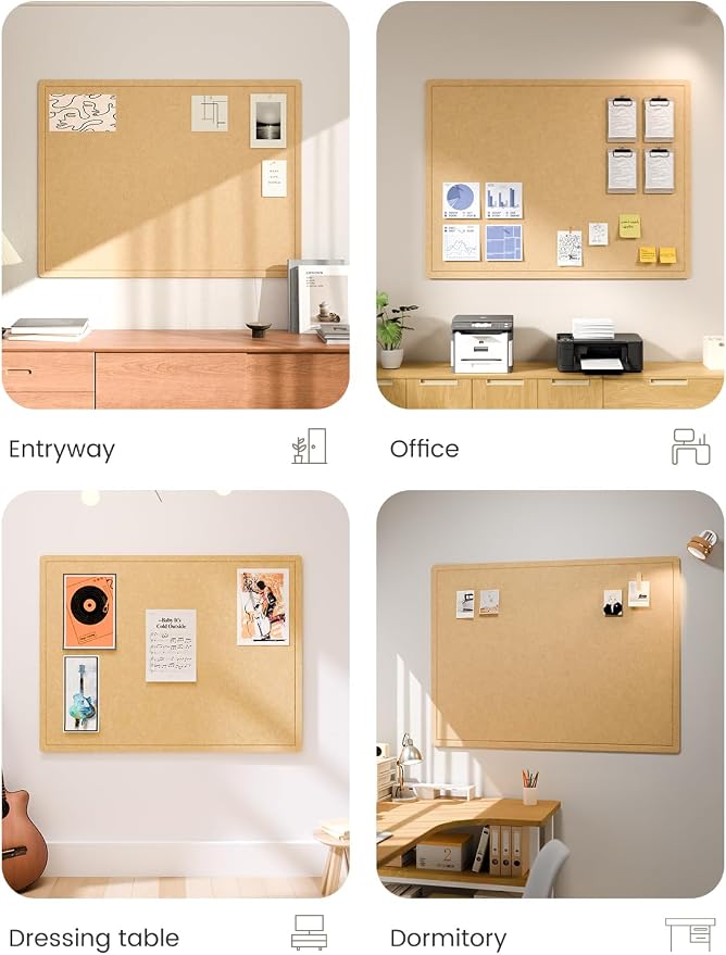 Fluxynara Large Bulletin Board, 47.2" x 35.4" Cork Board Alternative - Image 7