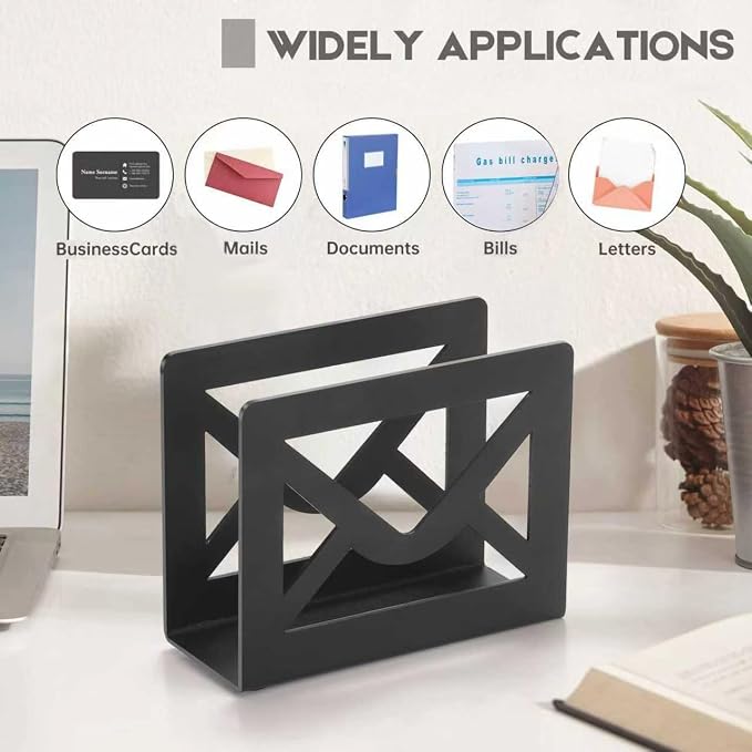 Desktop Letter Holder, Metal Desktop Mail Holder - Image 3