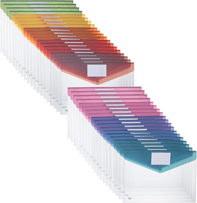 Mr. Pen- Clear Plastic Envelopes File Folders, 40 Pack, Letter Size | Colorful by MrPen
