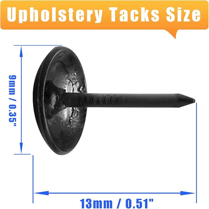 Bivethoi 220 Pcs Black Upholstery Tacks, 1/3 Inch Metal Round Head Thumb Tacks - Image 2
