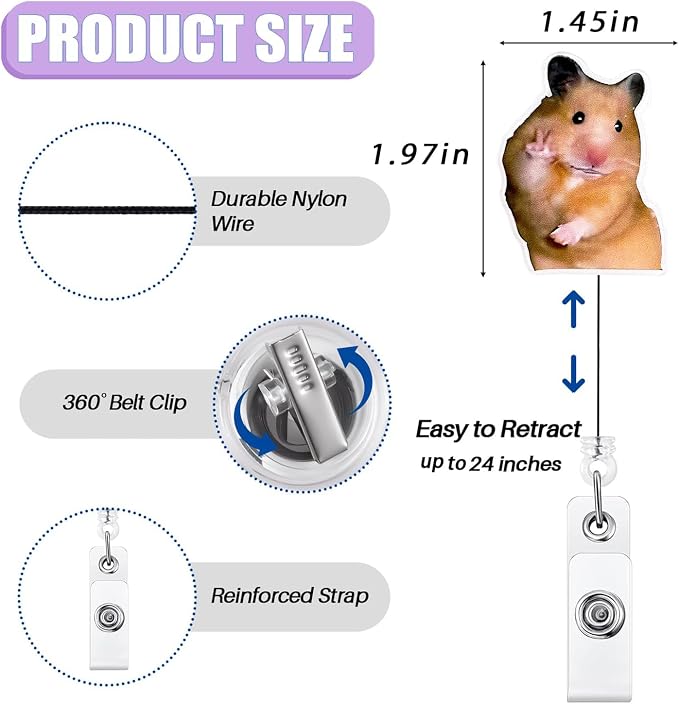Funny Hamster Badge Reel Retractable - Image 2