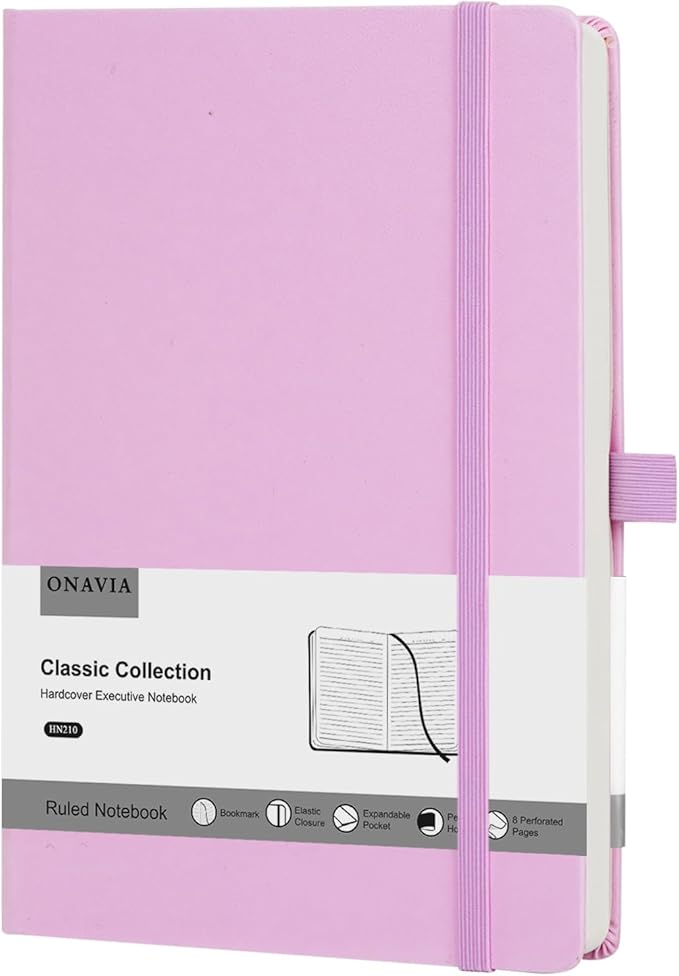 Lined Journal Notebooks for Work, Travel, College, A5 Size 100 GSM Thick Paper, Classic Ruled Journaling Notebook, Hardcover Notepad for Writing 160 Pages, 5.5 x 8.3 inch, Pink-DeskLoop Office