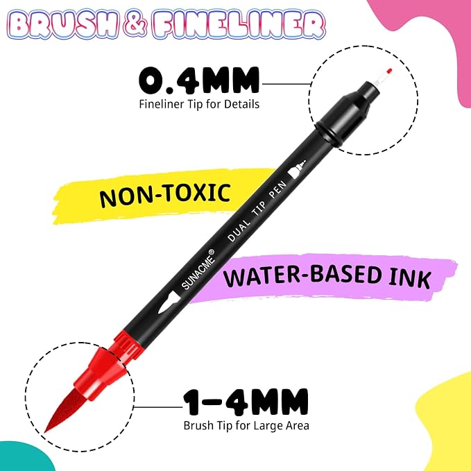 sunacme 36 Colors Dual Brush Marker Pens, Art Marker Set - Image 2