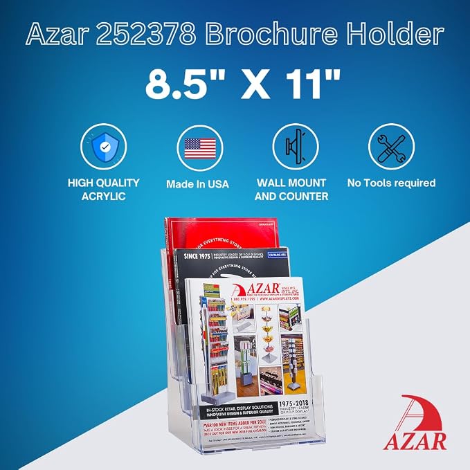 Azar Displays 252378, Brochure Holder, Acrylic Desk Organizer, Three Tier - Image 5