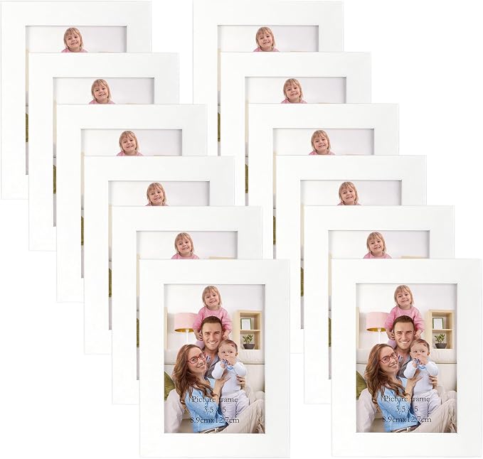 Giftgarden 12 Pack 3.5x5 Picture Frame White, 3.5 by 5 Photo Frames Bulk by Giftgarden