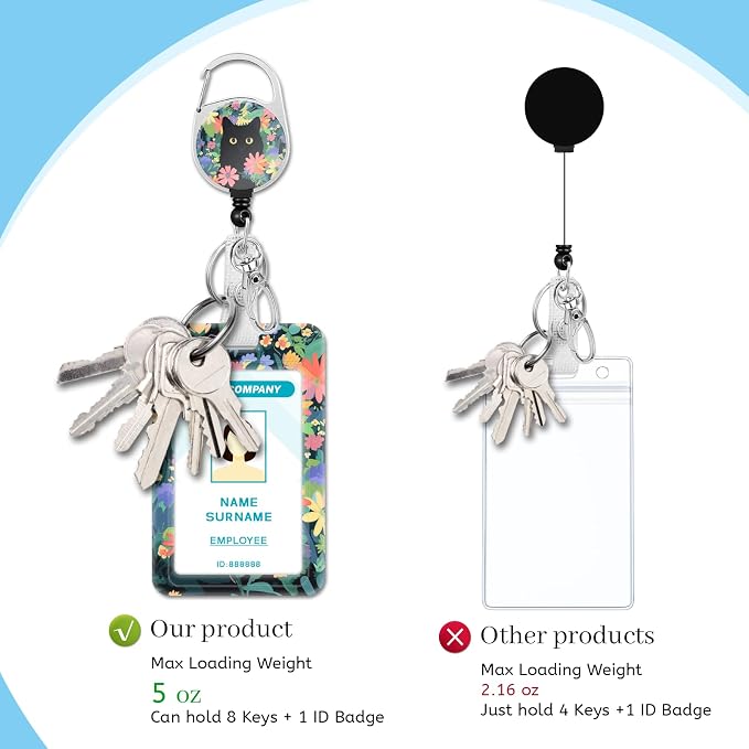 Hancynir Lanyards for Id Badges, Cat Flower Floral Badge Holder - Image 5