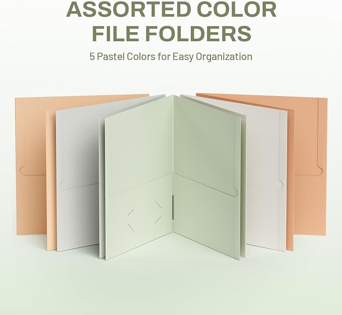 SUNEE Folders with Pockets, 2 Pocket Folders Fit Letter Size Paper, Paper File - Image 5