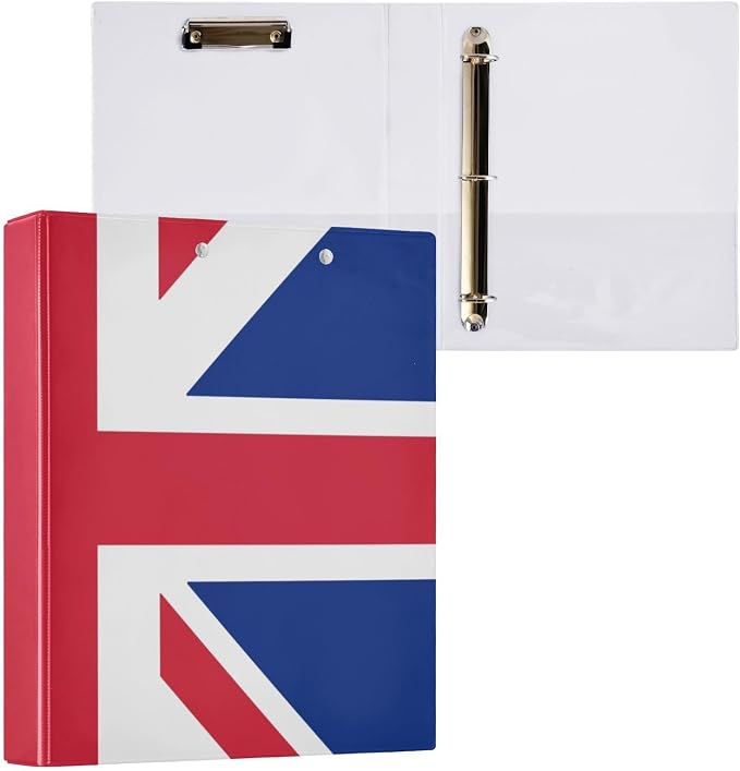 British Flag 3-Ring Binder, 1.5 Inch D-Ring Organizer Folder Clipboard Binder - Image 3