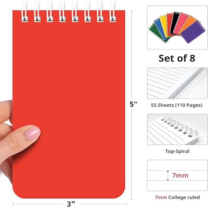Taja Pocket Small Notebook 3" x 5", Nursing Notepad, Travel - Image 2