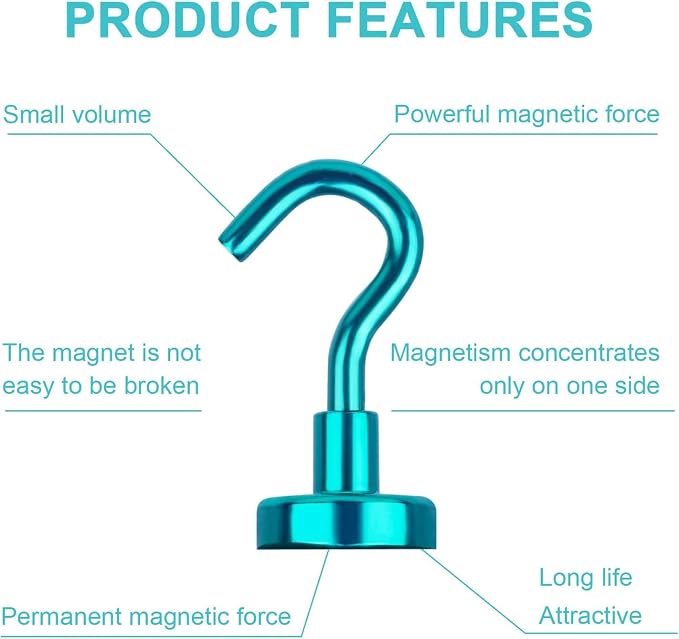 DIYMAG Magnetic Hooks, 30Lbs Strong Heavy Duty Cruise Magnet S-Hook - Image 4