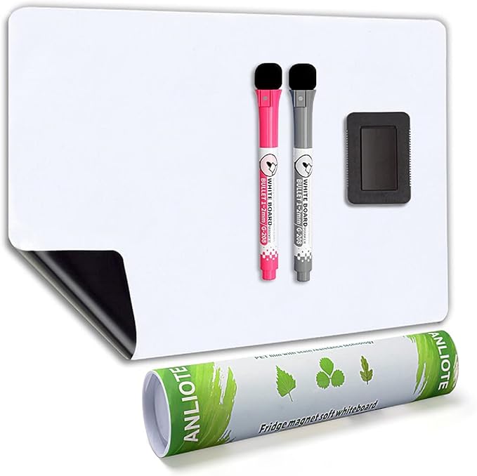 Magnetic Dry Erase Board Fridge Whiteboard Sheet 12"x 8", Small Refrigerator by ANLIOTE