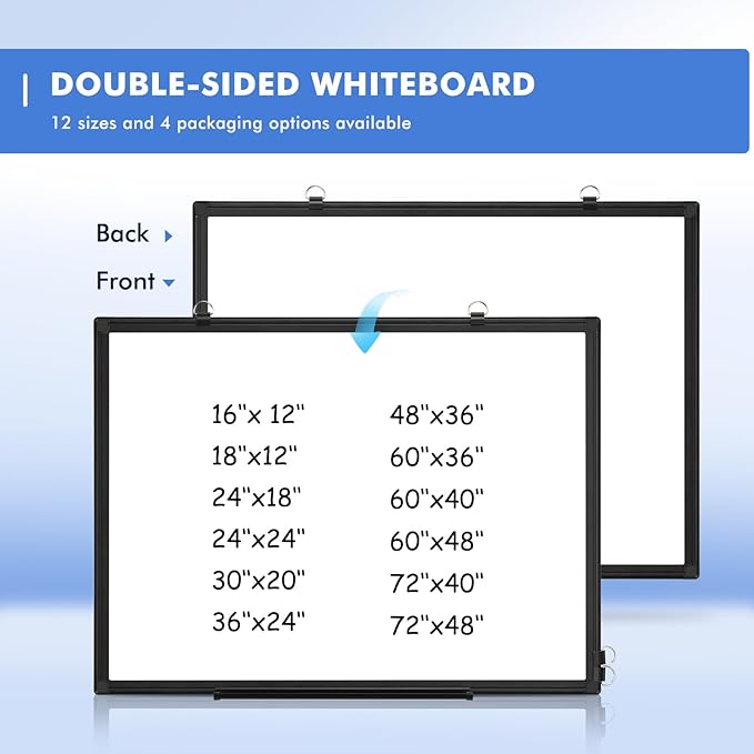 Double-Sided White Board Black Aluminium Frame, Hanging Mounted Whiteboard Home - Image 8