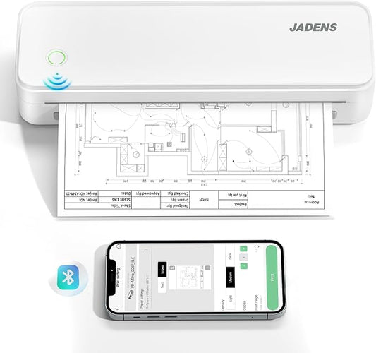 JADENS Portable Printers Wireless for Travel, Thermal Inkless Printer, Support 8.5" X 11" Thermal Paper, Compatible with iOS, Android & Laptop-DeskLoop Office