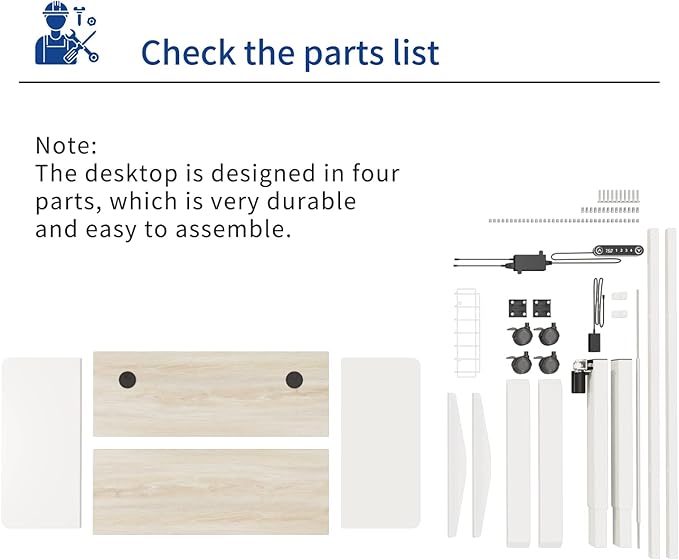 Electric Height Adjustable Standing Desk, 55 x 24 inches Sit - Stand Desk for Work or Home Office Push Button Memory Settings Oak+White Splice Board/White Frame-DeskLoop Office
