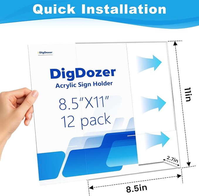 12 Pcs Acrylic Sign Holder 8.5 * 11inch, Slanted Back Sign Holder, Acrylic - Image 2