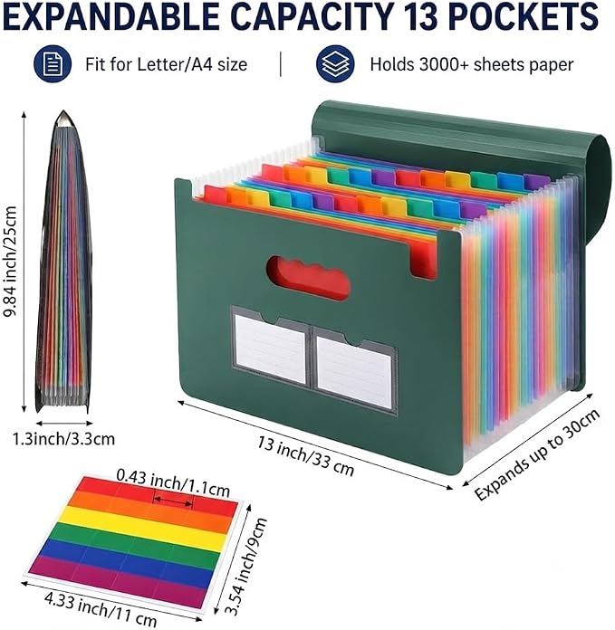 13 Pockets Accordion File Organizer, Portable Expanding File Folder - Image 4