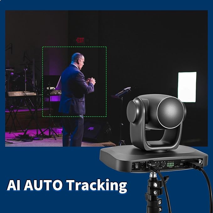 4K NDI PTZ Camera with AI Auto Tracking 21X Optical Zoom HDMI/SDI/USB 3.0/PoE/IP for Church Worship, Live Events, Video Conferencing (OBS, vMix, Zoom, Teams)-DeskLoop Office