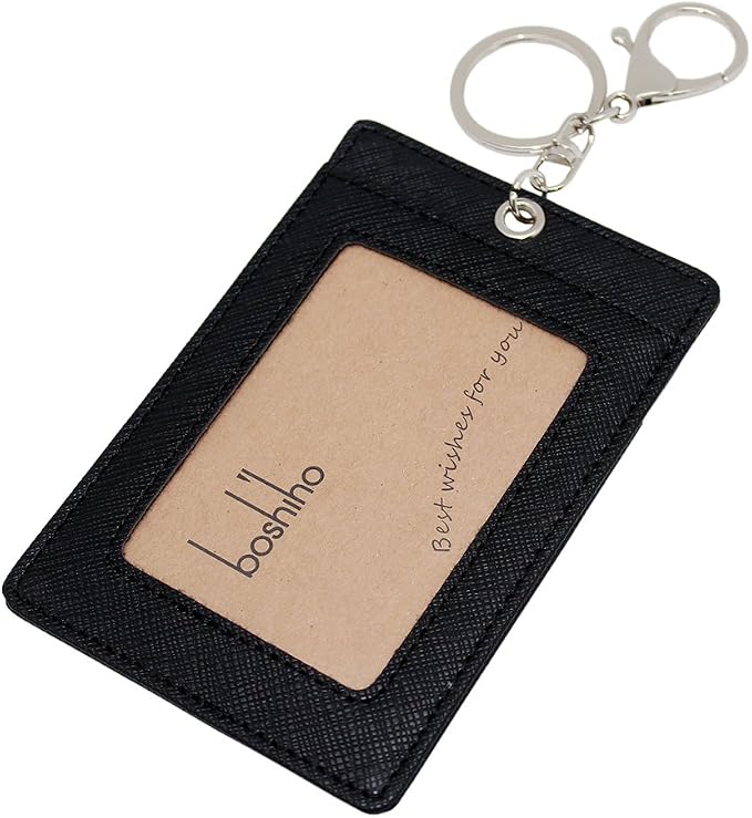 Boshiho Vertical Style Leather ID Card Badge Holder by boshiho