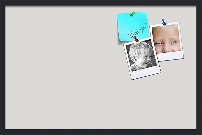 PinPix 34x22 Inch Cork Bulletin Board. This Decorative Framed Pin Board Comes with Light Stone Design and a Satin Black Frame. Ideal for Home Office Decor or Message Board (PinPix-1809)-DeskLoop Office