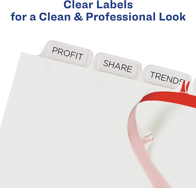 Avery 8 Tab Dividers for 3 Ring Binder, Easy Print & Apply Clear Label Strip - Image 4
