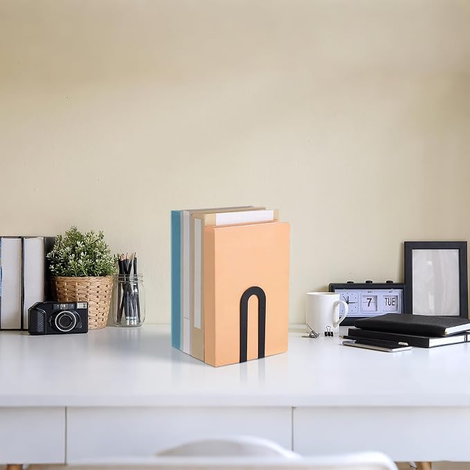 Chunful 8 Pcs Black Modern Metal Book Ends - Image 7