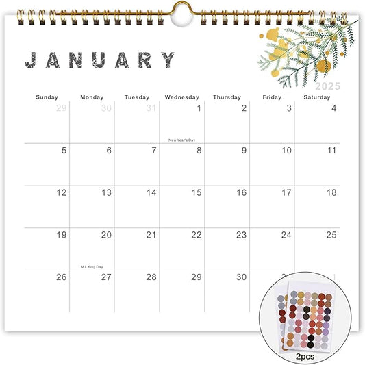Lbylyhxc 2025 Calendar - from January to December 2025, 2025 12-month wall calendar, 10 x 11.2 inches, heavy paper, suitable for New Year and Christmas Presents (gold leaves)