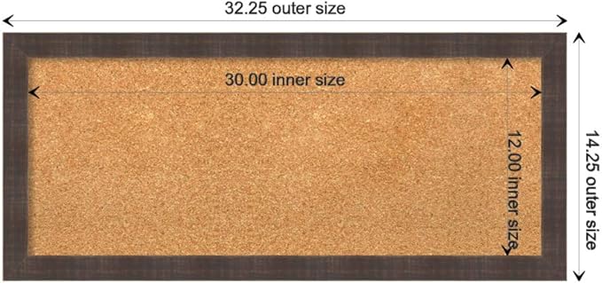 Amanti Art Natural Cork Board for Wall, 14x32 Vision Board with Brown Wood Frame, Medium Corkboard Office Decor for Home Organization, Rustic Farmhouse Corkboard Pinboard to display items for home-DeskLoop Office
